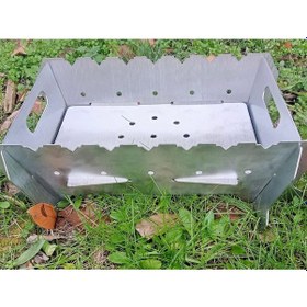 Resim Lazer Mangal Portatif Pratik Katlanabilir Paslanmaz Izgaralı 41x25 Cm Çok Renkli 