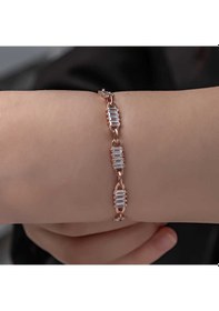 Resim 925 Ayar Gümüş Rose Baget Taşlı Kadın Bileklik 