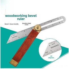 Resim Xiyyadms 9 İnç Paslanmaz Çelik Açı Ölçer - Ayarlanabilir Açı, Ahşap Kolu, Ahşapçılık Ve Metal Çalışmaları İçin ölçüm Aracı 