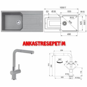 Resim Franke Ubg 611-100 Stone Grey Eviye.Activ 