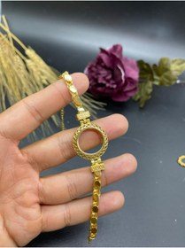 Resim Yıldız Gold İmitasyon 22 Ayar Altın Kaplama Arpa Zincirli Çerçeveli Zirkon Taşlı Bileklik ( Çeyrek Altın Uyumlu ) 