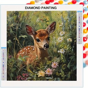 Resim 5D Elmas Boyama Seti Yetişkinler İçin - "Çiçekler Arasında Geyik Yavrusu" | Tam Matkap DIY El Sanatları Seti | Yuvarlak Elmas Sanatı | Yeni Başlayanlar İçin Uygun Hobi | Mozaik Dekoratif Duvar Sanatı | Çerçevesiz Ev Dekorasyonu 29.97cm x 29.97cm | Tüm Durumlar İçin İdeal Hediye 