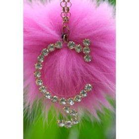 Resim Tilki Tüyü Ponponlu Gold Harfli Dikiz Süsü 