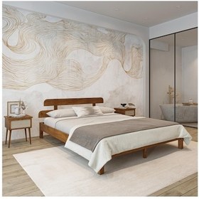 Resim Lotus Model Ceviz Renk Çam Ahşap Karyola-47 150 x 200 CM 