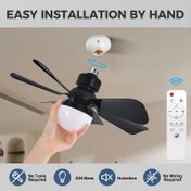 Resim FIBRAVE 6-Blade Akıllı Tavan Fanı Işığı Uzaktan Kumanda ile, 3 Hız Ayarlı, Alet Gerektirmez Kurulum, Sert Kablolu Bağlantı, 52.07/41.91 cm, LED Aydınlatma, Küçük Odalar için Çağdaş Stil, Oturma Odası için Tavan Fanı Işığı, Şık Tasarım, Kolay Kurulum Özelliği 