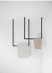 Resim Banyo Askısı Havlu Askılığı Metal Askılık Modelleri Siyah 