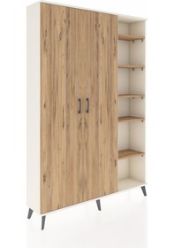 Resim Arges Dolap 7 Raflı 2 Kapaklı Tek Askılı 132x30x195 Aytaşı-çam/çam Atlas Çam/atlas Çam 