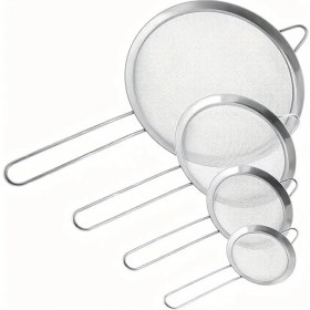 Resim Paslanmaz Çelik Pratik 4'lü Çay Süzgeci Sebze Makarna Un Süzgeç 