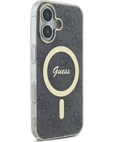 Resim İphone 16 Plus Uyumlu Kılıf Guess Lisanslı Magsafe Özellikli Yazı Logolu 4g Desenli Siyah 