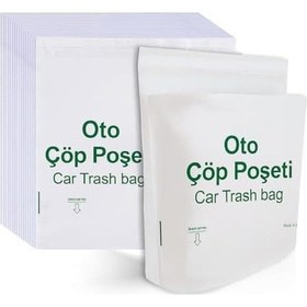 Resim Kendinden Yapışkanlı Tek Kullanımlık Oto Çöp Poşeti, 20 Li Paket, Sızdırmaz Ve Dayanıklı Araç İçi Torba, Seyahat İçin Hijyenik Kullan At, 23x18.5 Cm Araba Aksesuarı 