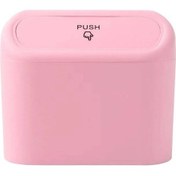 Resim Oto Araba Çöp Kutusu Kapaklı Organizer Çöp Kovası Pembe 