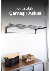 Resim Duvara Monte Katlanabilir Çamaşır Askısı - 85x40 Cm - Gri 