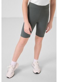 Resim Tommylife Haki Pamuklu Kısa Paça Standart Fit Basic Kız Çocuk Tayt - 75188 Haki 