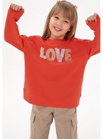 Resim U.S. Polo Assn. Kız Çocuk Nar Çiçeği Bisiklet Yaka Sweatshirt 50298159-VR239 
