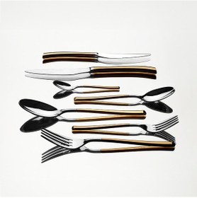 Resim Elegance Altın Saten 84 Parça Deri Kutulu Çatal Kaşık Bıçak Takım 