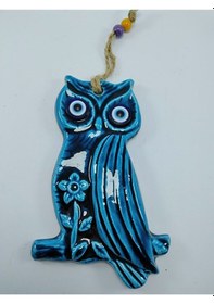Resim Baykuş Nazar Boncuğu Seramik Duvar Dekoru El Yapımı Hediyelik Eşy 