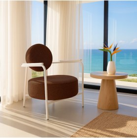 Resim Azra Mobilya Venüs Modern Berjer | Soft Kumaş | Beyaz Metal Ayaklı Koltuk | Ev & Ofis | KAHVERENGİ 