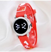 Resim 4-9 Yaş Kırmızı Renk Şirin Tasarım Unisex Kız Çocuk Led Kol Saati St-304147 