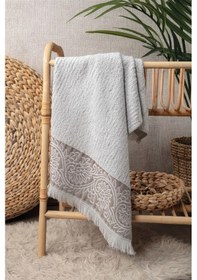 Resim Gri Renk Bambu El Havlusu- Kabartma Bordürlü Havlu 