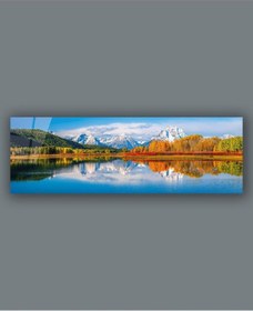 Resim Manzara Panoramik Cam Tablo Göl Dağ Ve Orman Hediyelik Büyük Tablo Ev Ofis Dekoru 