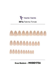 Resim Mkbd1736 Kısa Badem 30'lu Tekrar Kullanılabilir Protez Takma Tırnak 