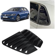 Resim Volkswagen Polo Mk6 Kelebek Cam Kaplama Vizörü Parlak Siyah 2017+ 