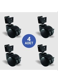 Resim 4 Adet EC08GMKM50F U Tablalı Frenli Plastik Mobilya Tekerleği 