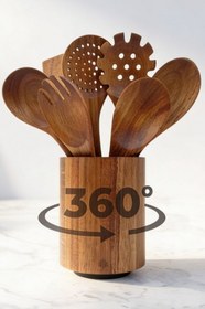 Resim Demy Craft 360° Dönen Tezgah Üstü Akasya Kaşıklık 