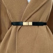 Resim 1 Adet Kadın Modası Elastik Kare Tokalı Kemer - Preppy Rahat Stil, Örme Elastik Panel, Olgun Gece Dışarı, Hafta Sonu Rahat, Üniversite Günlük Yolculuk 