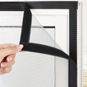 Resim Kolay Kurulum, Matkap Gerektirmeyen Görünmez Pencere Ekranı - Yüksek Çözünürlüklü, Işık Filtreleyen, Çift Çizgi Kenar Sarma, Polyester, Siyah - Ev Kullanımı İçin Etkili Sivrisinek & Böcek Bariyeri, Işık Filtreleyen Ekran | Şık Siyah Ekran | Dayanıklı Pencere Ekranı 