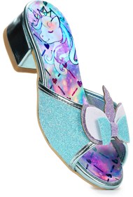 Resim Kiko Kids Unicorn Kız Çocuk Topuklu Simli Abiye Terlik 