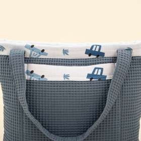 Resim Bebek Bakım Çantası - Koyu Mavi Petek - Mavi Arabalar 