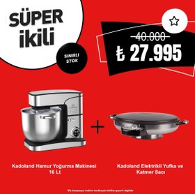 Resim Kadoland Super Ikili - 16 Litre Hamur Makinesi + Kadoland Elektrikli Yufka ve Katmer Sacı 