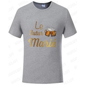 Resim Kuclut Fransız Evlilik Takımı Bekarlığa Veda Partisi T-shirt Damat Moda Grafik Düğün Tişörtkahverengierkek Kahverengi 