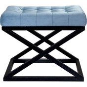 Resim Evodeko Siyah Çapraz Ayaklı Turkuaz Puf 