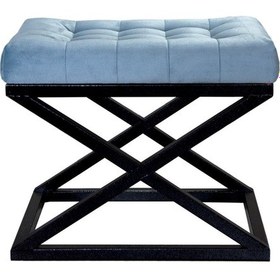 Resim Evodeko Siyah Çapraz Ayaklı Turkuaz Puf 