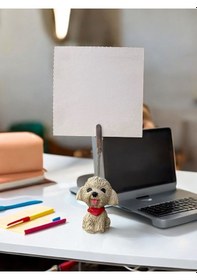 Resim Kırmızı Fularlı Kawaii Sevimli Köpek Fotoğraf Not Tutucu Kırmızı 