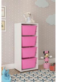 Resim 4 Derin Sepetli Pembe Çok Amaçlı Oyuncak Dolabı Çok Renkli 