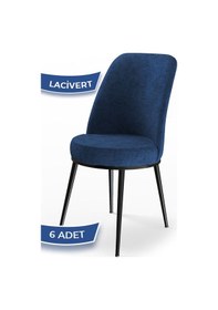 Resim Canisa Concept Dexa Serisi, Üst Kalite Yemek Odası Sandalyesi, Metal Siyah Iskeletli, 6 Adet Lacivert Sandalye Lacivert Sandalye 
