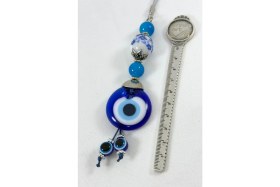 Resim Desenli Seramik El Yapımı Cam Nazarlı Araba Dikiz Ayna Süsü, Yeni Araba Hediyesi 