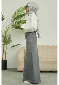 Resim 2254-denim Klasik Etek Gri Gri 