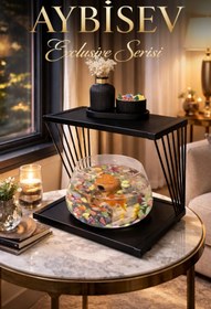 Resim Reyo OK-AY Store Exclusive Işıklı Beta Akvaryum ve Fanus Modern Tasarım LED Aydınlatmalı Modern Temalı Fanus Siyah-Siyah 