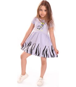 Resim Toontoy Kids Toontoy Kız Bebek Baskılı Elbise Mavi 