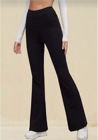 Resim Edamoda Siyah Yüksek Bel Ispanyol Paça Toparlayıcı Taytsiyahl Siyah 