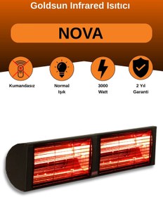 Resim Goldsun Nova 3000 Watt GSN30 Kumandasız Elektrikli İnfrared Isıtıcı-Siyah 