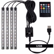 Resim ERAKS CAR ACCESORIES Usb Girişli 12 Ledli Araç Içi Ayak Altı Sese Duyarlı Rgb Şerit Led Aydınlatma 