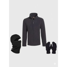 Resim Oil Company 3'lü Polar Set Kar Maskesi, Polar Eldiven ve Yarım Fermuarlı Polar Sweatshirt 
