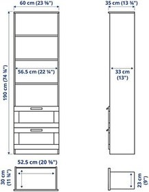 Resim Çekmeceli kitaplık, beyaz, 60x190 cm 