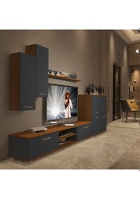 Resim Decoraktiv Eko 6 Mdf Dvd Tv Ünitesi Tv Sehpası Ceviz - Antrasit 