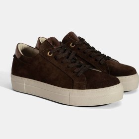 Resim Desa Kadın Kahve Bağcıklı Kalın Tabanlı Süet Deri Sneaker 